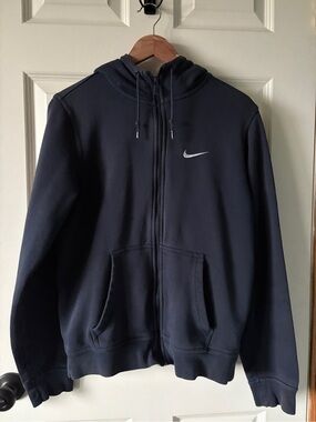 Nike Women Navy Blue Full-Zip Hoodie Sweatshirt